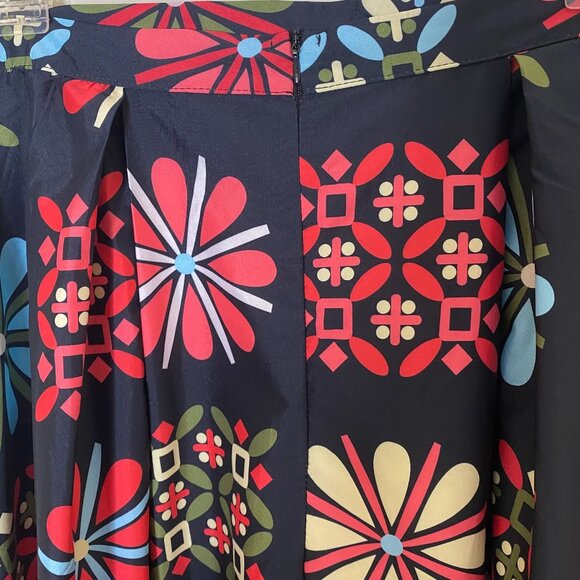 Vintage-Inspired Mod Maxi Skirt L Bold Geometric Floral Retro Print - Picture 9 of 9